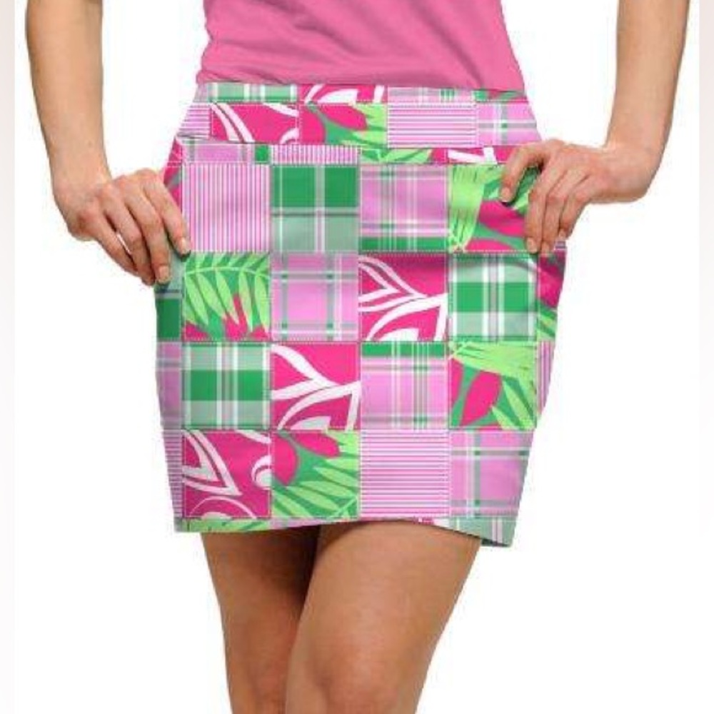 NWT Loudmouth Mint Julep Pink Green Patchwork Print Golf Athletic Skort Skirt 6